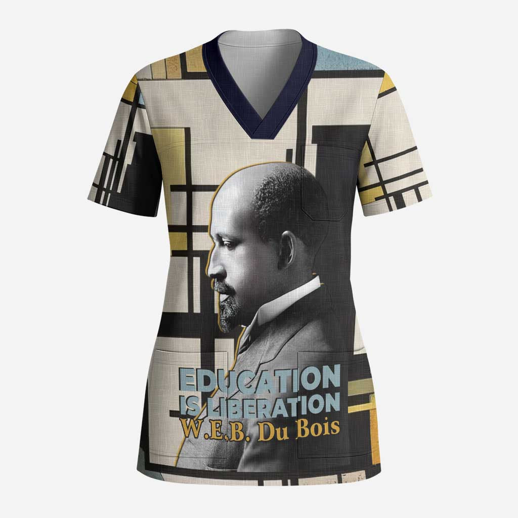 W.E.B. Du Bois Education is Liberation Scrub Top Scholar, Activist, Visionary Tribute Design - African Pride