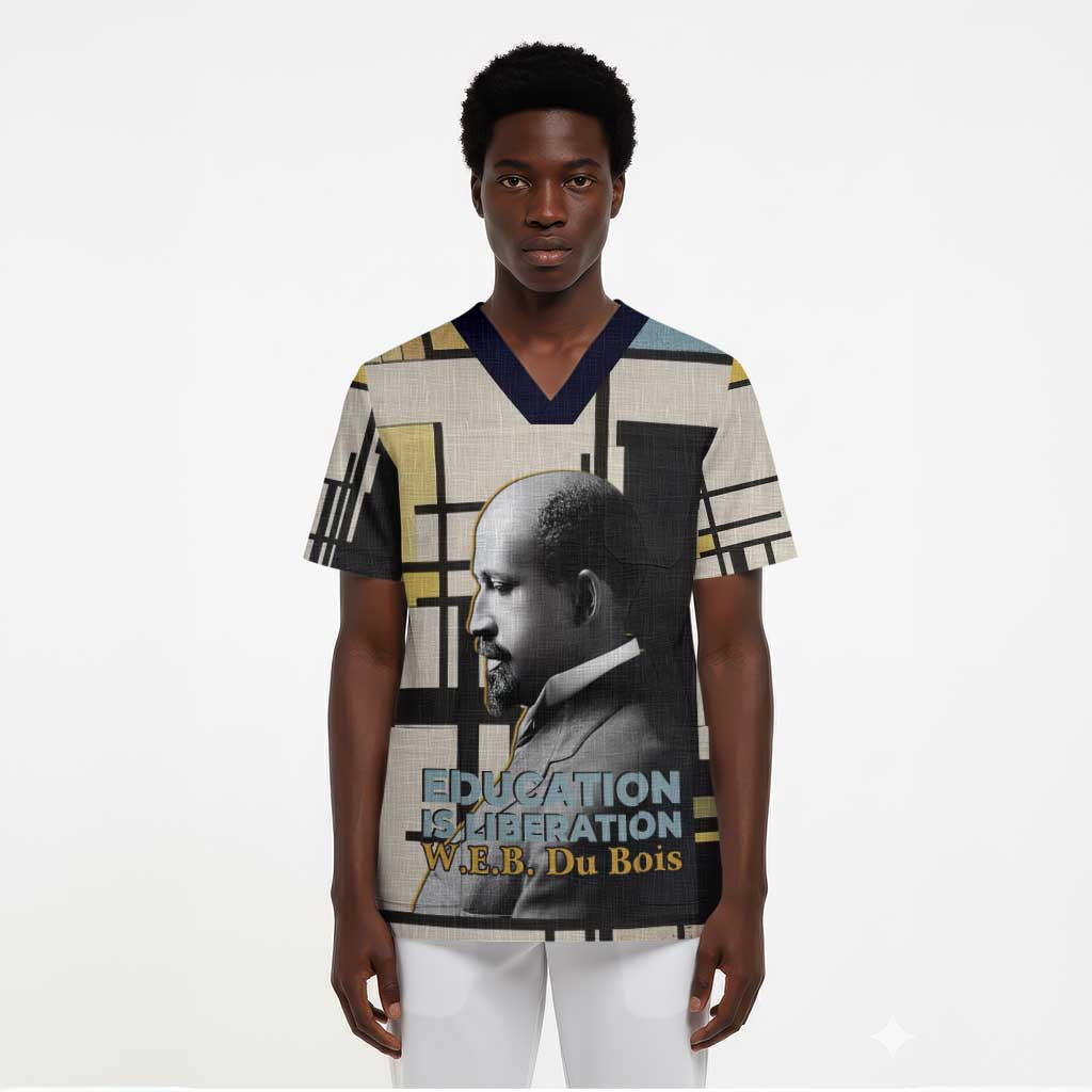W.E.B. Du Bois Education is Liberation Scrub Top Scholar, Activist, Visionary Tribute Design - African Pride