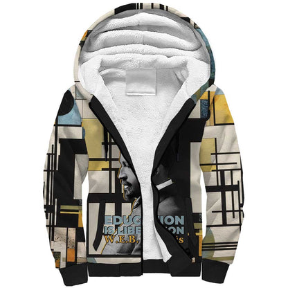 W.E.B. Du Bois Education is Liberation Sherpa Hoodie Scholar, Activist, Visionary Tribute Design - African Pride