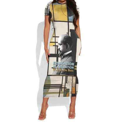 W.E.B. Du Bois Education is Liberation Short Sleeve Bodycon Dress Scholar, Activist, Visionary Tribute Design TS04