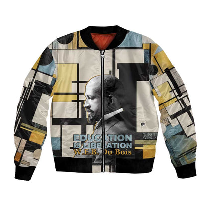 W.E.B. Du Bois Education is Liberation Sleeve Zip Bomber Jacket Scholar, Activist, Visionary Tribute Design - African Pride