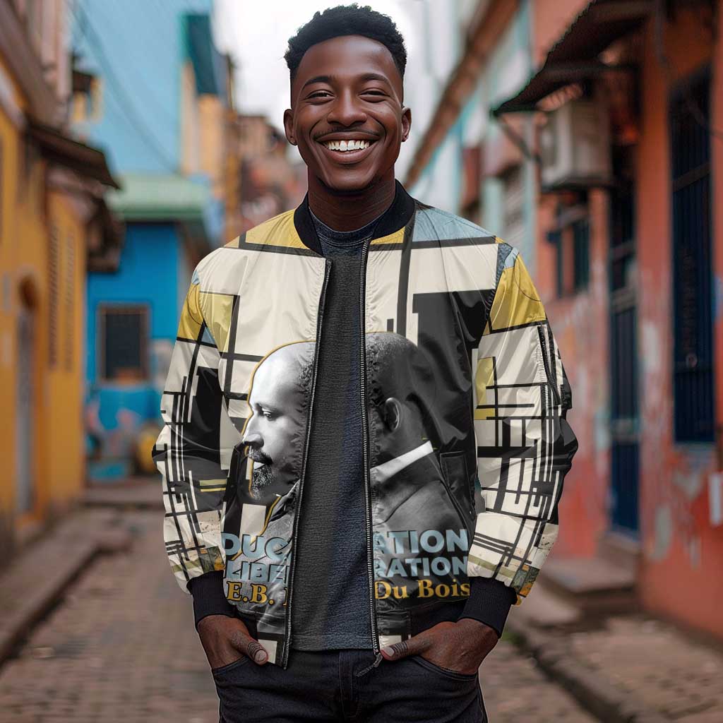 W.E.B. Du Bois Education is Liberation Sleeve Zip Bomber Jacket Scholar, Activist, Visionary Tribute Design - African Pride