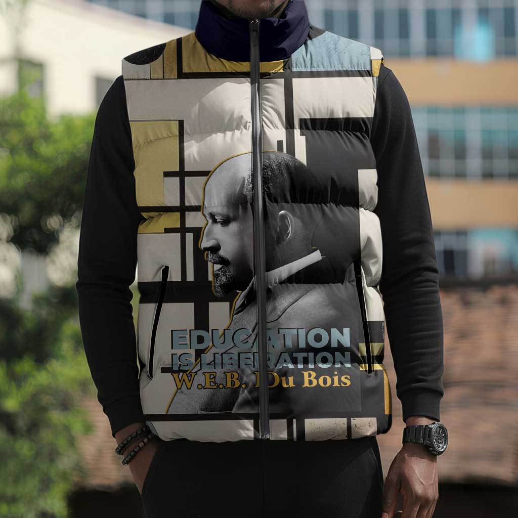 W.E.B. Du Bois Education is Liberation Sleeveless Puffer Jacket Scholar, Activist, Visionary Tribute Design - African Pride