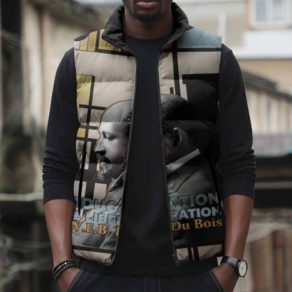 W.E.B. Du Bois Education is Liberation Sleeveless Puffer Jacket Scholar, Activist, Visionary Tribute Design - African Pride