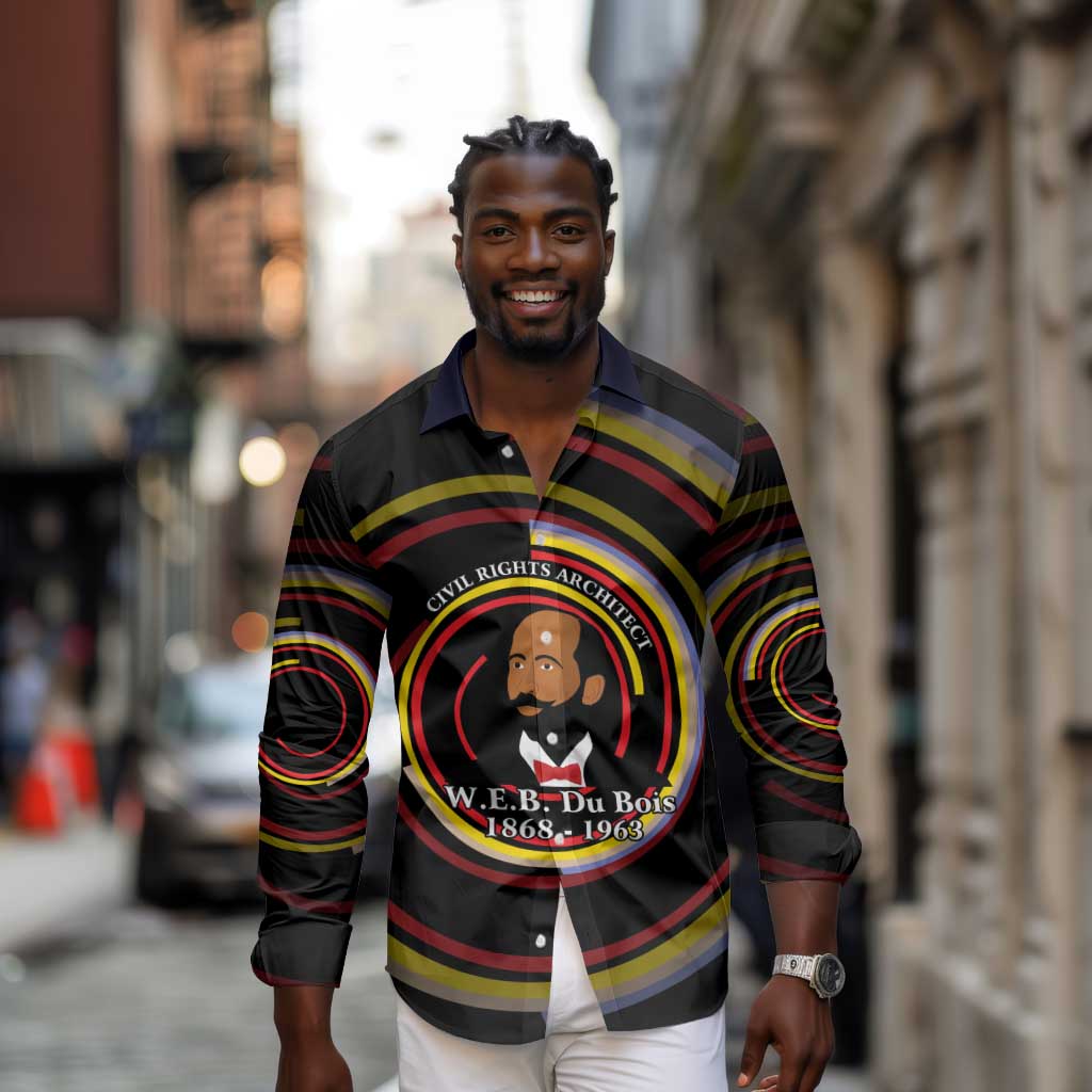 W.E.B. Du Bois Civil Rights Architect Long Sleeve Button Shirt Niagara Movement - NAACP Tribute Design - African Pride