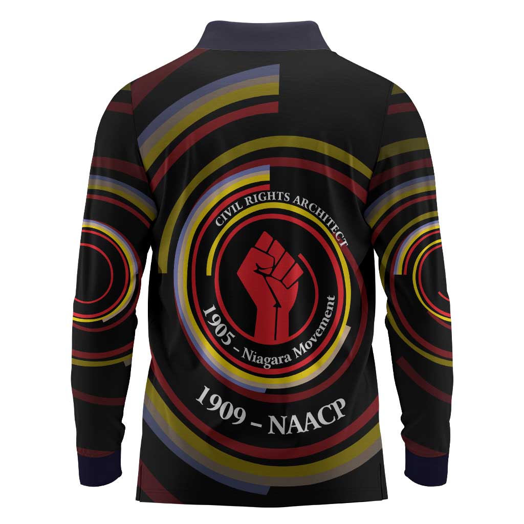 W.E.B. Du Bois Civil Rights Architect Long Sleeve Polo Shirt Niagara Movement - NAACP Tribute Design - African Pride