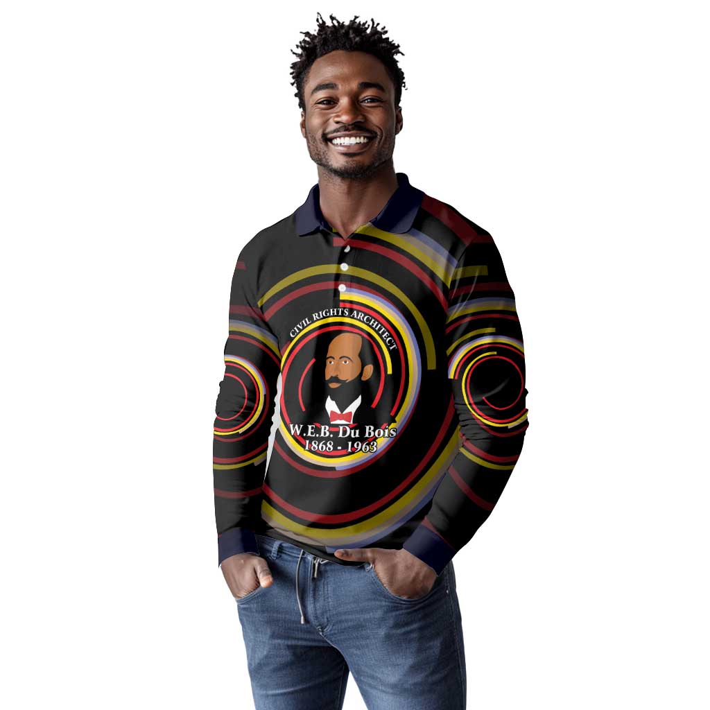 W.E.B. Du Bois Civil Rights Architect Long Sleeve Polo Shirt Niagara Movement - NAACP Tribute Design - African Pride