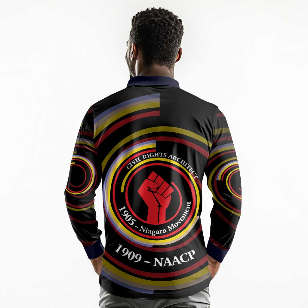 W.E.B. Du Bois Civil Rights Architect Long Sleeve Polo Shirt Niagara Movement - NAACP Tribute Design - African Pride