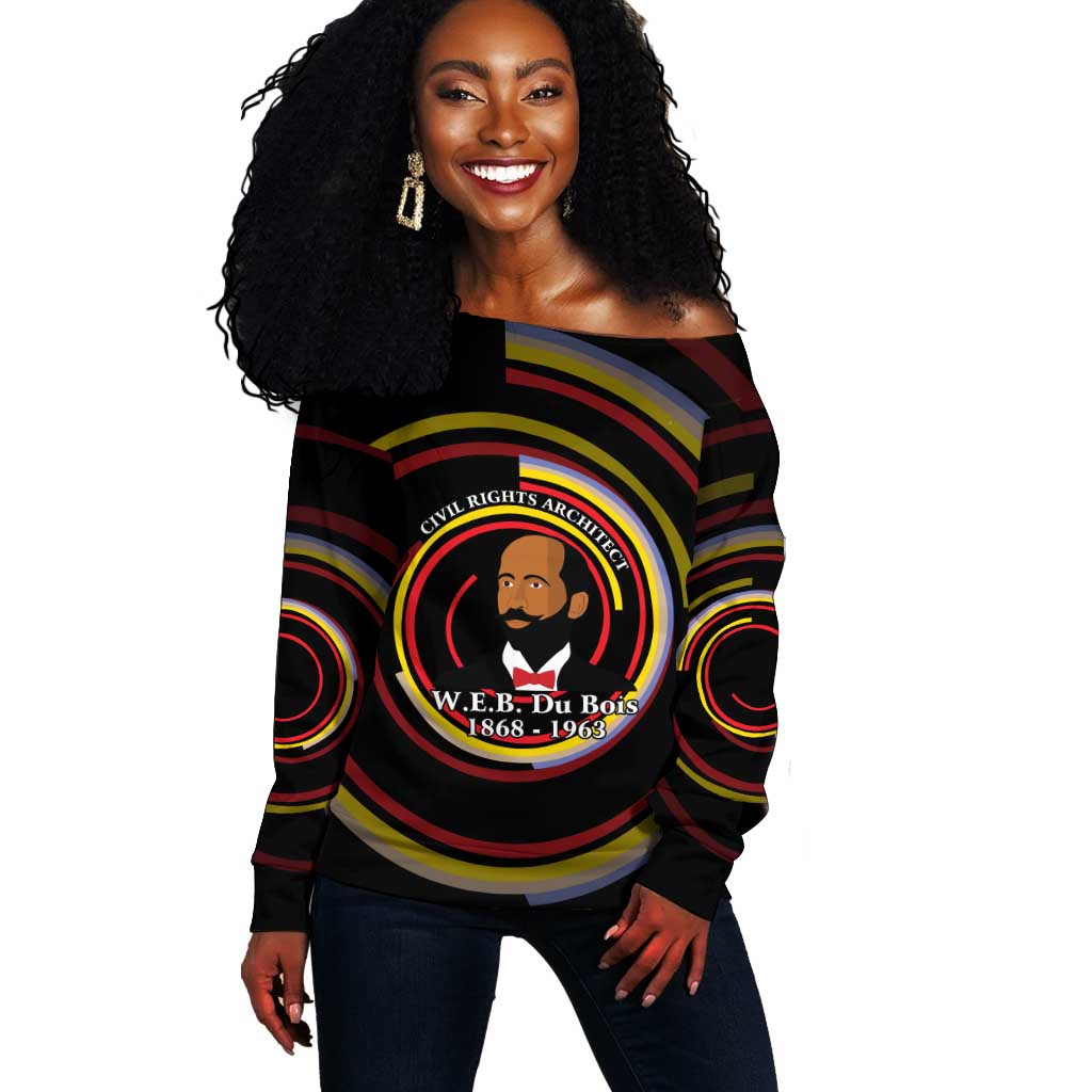 W.E.B. Du Bois Civil Rights Architect Off Shoulder Sweater Niagara Movement - NAACP Tribute Design - African Pride