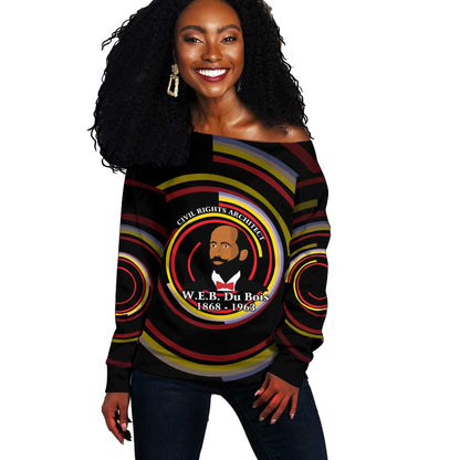 W.E.B. Du Bois Civil Rights Architect Off Shoulder Sweater Niagara Movement - NAACP Tribute Design - African Pride