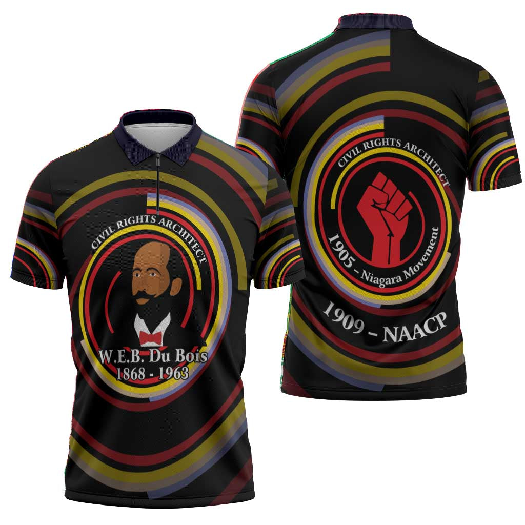 W.E.B. Du Bois Civil Rights Architect Zipper Polo Shirt Niagara Movement - NAACP Tribute Design - African Pride