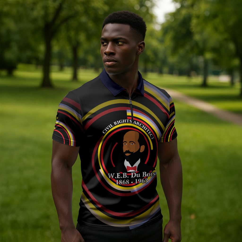 W.E.B. Du Bois Civil Rights Architect Zipper Polo Shirt Niagara Movement - NAACP Tribute Design - African Pride