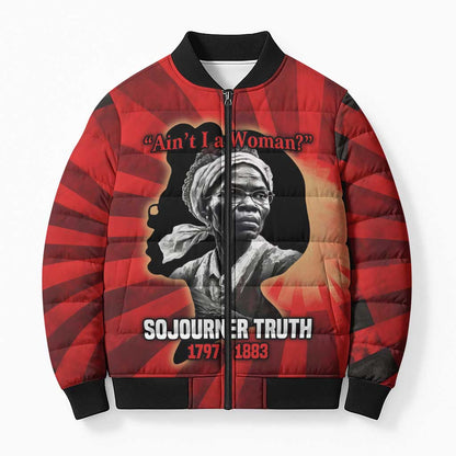 Sojourner Truth Bomber Puffer Jacket Ain’t I a Woman - Akron 1851 Speech Tribute Design - African Pride