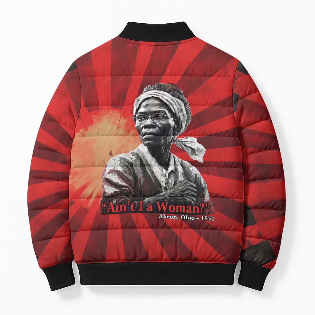 Sojourner Truth Bomber Puffer Jacket Ain’t I a Woman - Akron 1851 Speech Tribute Design - African Pride