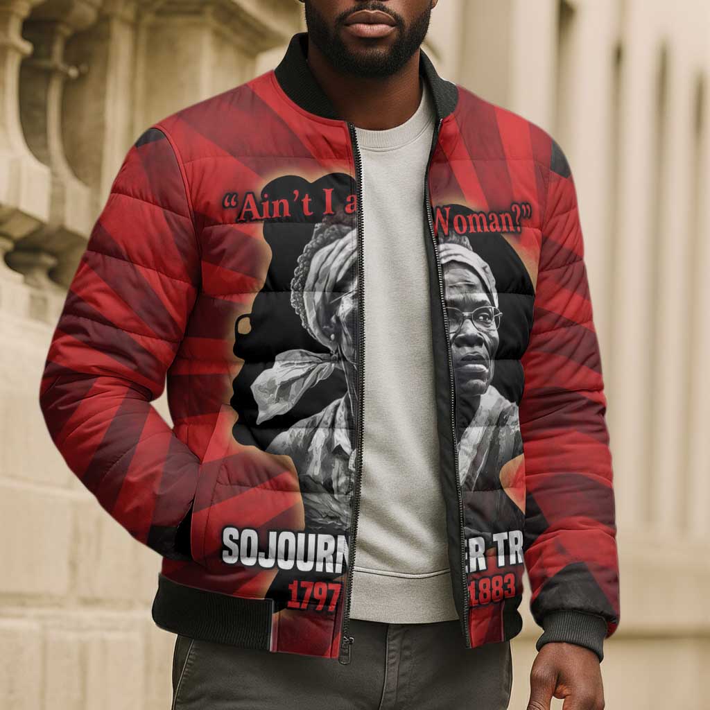 Sojourner Truth Bomber Puffer Jacket Ain’t I a Woman - Akron 1851 Speech Tribute Design - African Pride