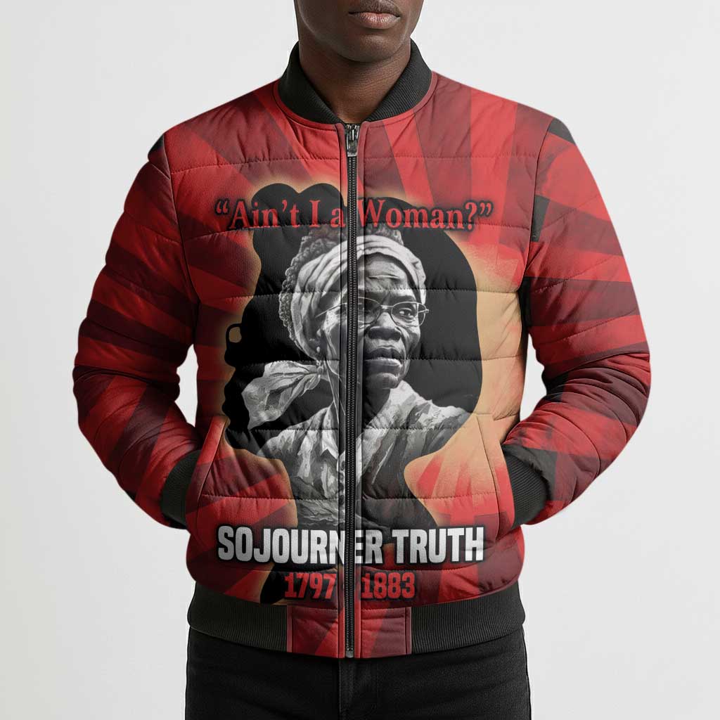 Sojourner Truth Bomber Puffer Jacket Ain’t I a Woman - Akron 1851 Speech Tribute Design - African Pride