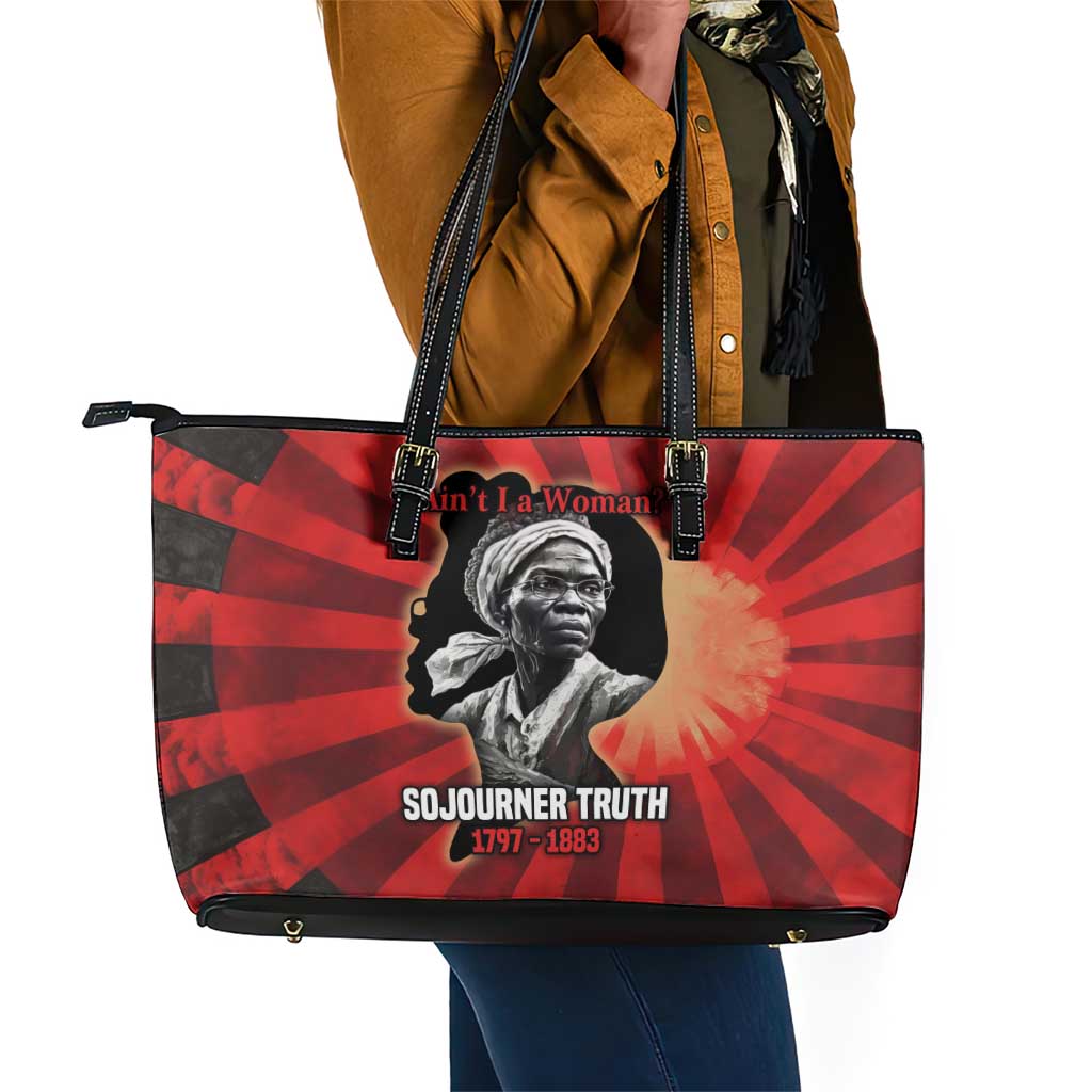 Sojourner Truth Leather Tote Bag Ain’t I a Woman - Akron 1851 Speech Tribute Design - African Pride