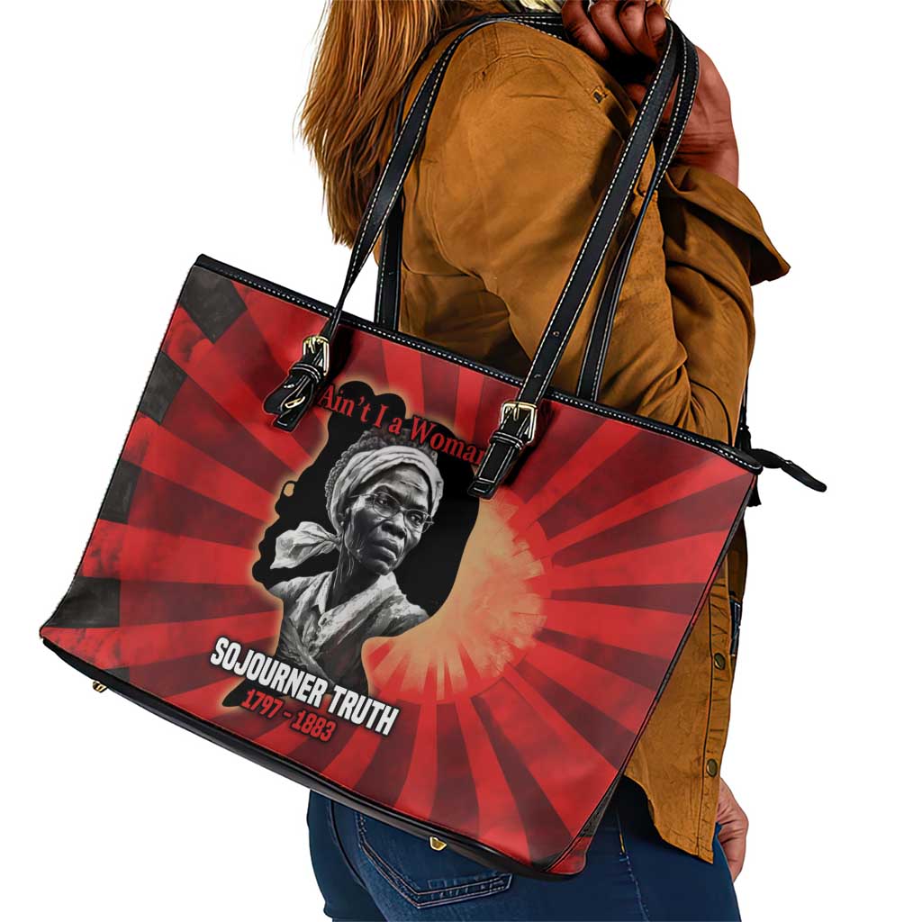 Sojourner Truth Leather Tote Bag Ain’t I a Woman - Akron 1851 Speech Tribute Design - African Pride