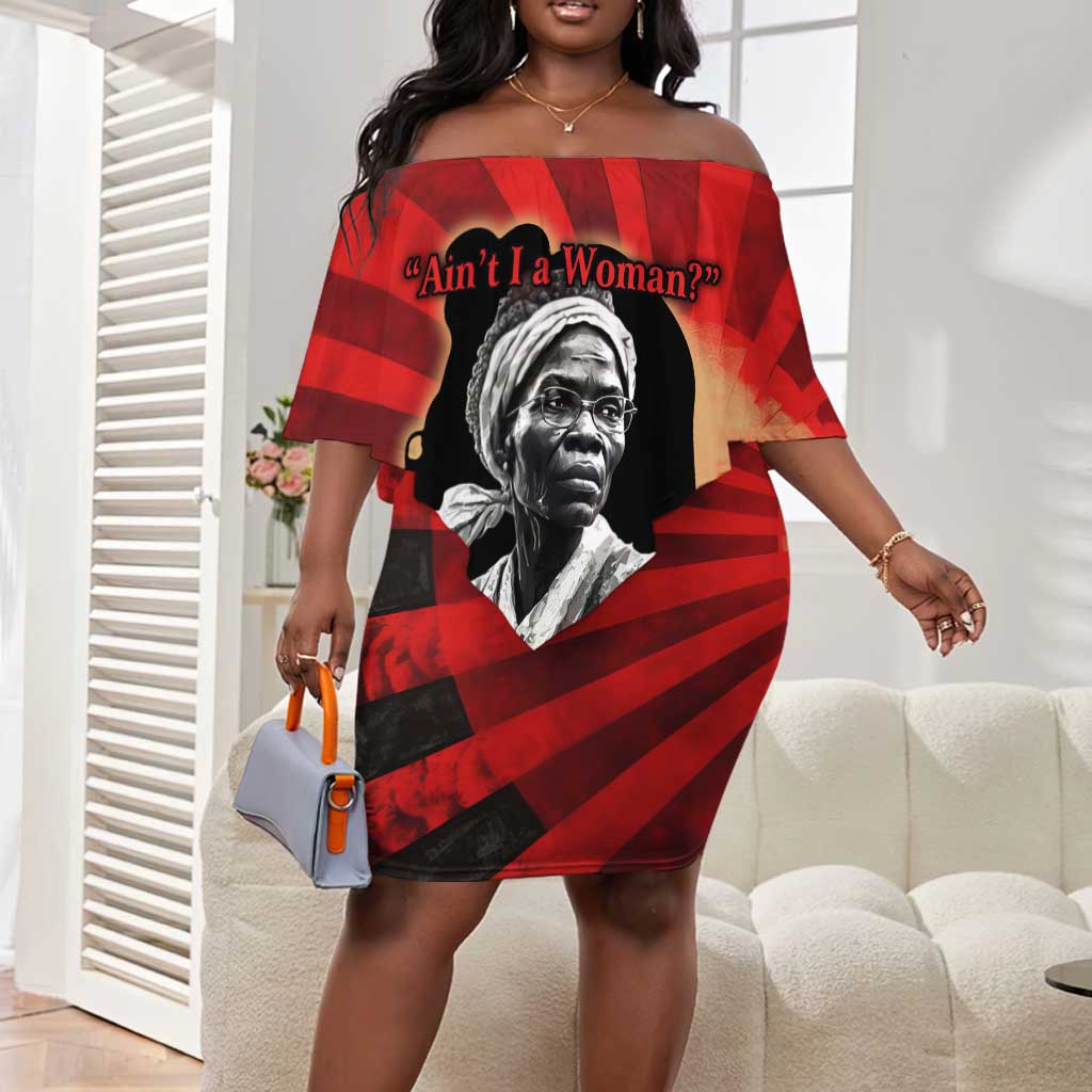 Sojourner Truth Off Shoulder Short Dress Ain’t I a Woman - Akron 1851 Speech Tribute Design - African Pride