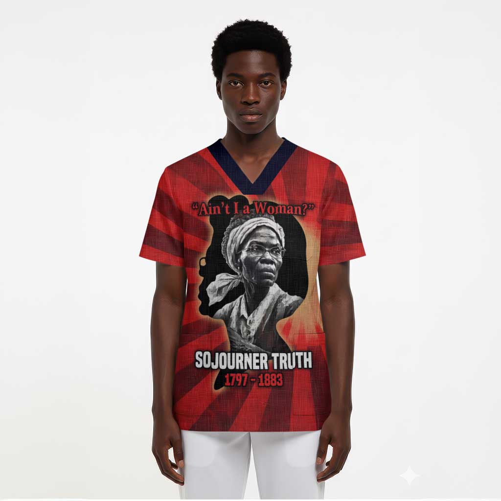 Sojourner Truth Scrub Top Ain’t I a Woman - Akron 1851 Speech Tribute Design - African Pride