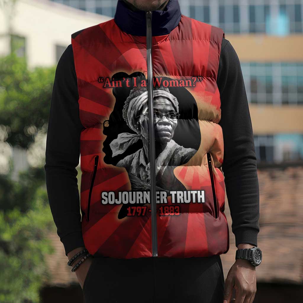 Sojourner Truth Sleeveless Puffer Jacket Ain’t I a Woman - Akron 1851 Speech Tribute Design - African Pride