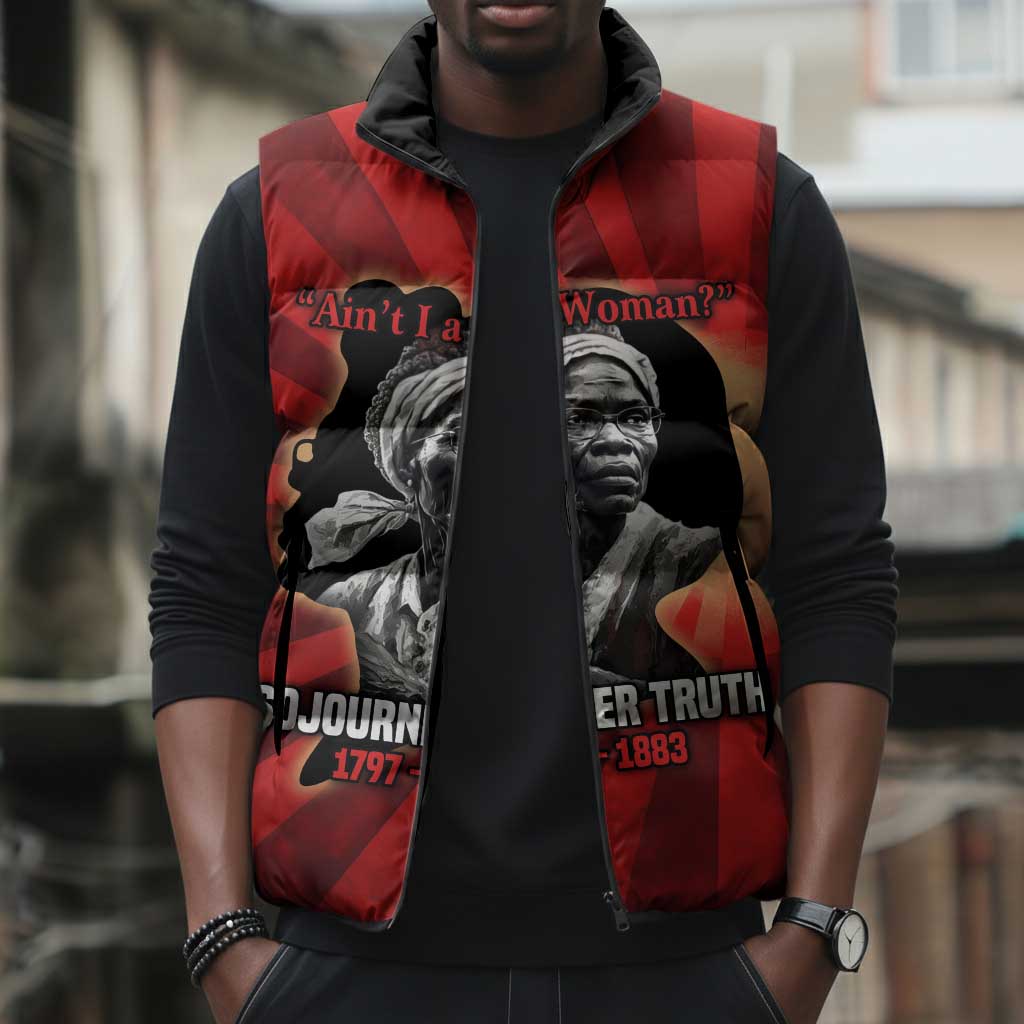 Sojourner Truth Sleeveless Puffer Jacket Ain’t I a Woman - Akron 1851 Speech Tribute Design - African Pride