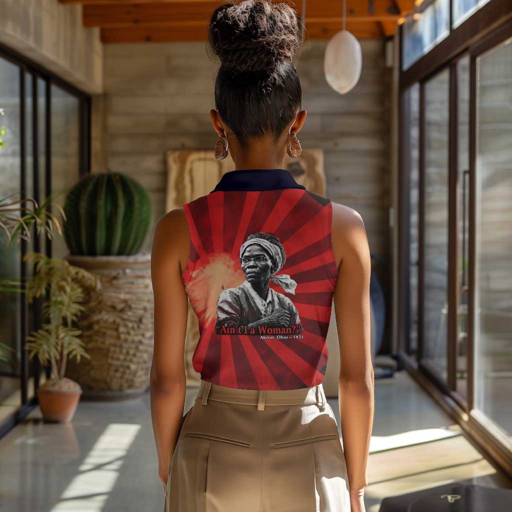 Sojourner Truth Women Sleeveless Polo Shirt Ain’t I a Woman - Akron 1851 Speech Tribute Design - African Pride