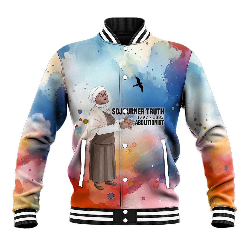 Sojourner Truth Baseball Jacket I Sell the Shadow - Abolitionist Legacy Watercolor Design - African Pride