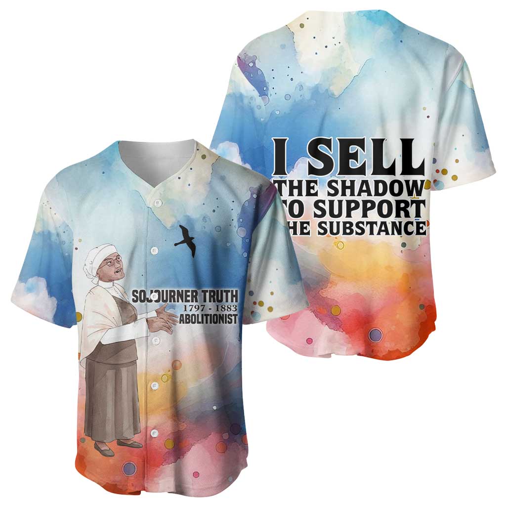 Sojourner Truth Baseball Jersey I Sell the Shadow - Abolitionist Legacy Watercolor Design TS04