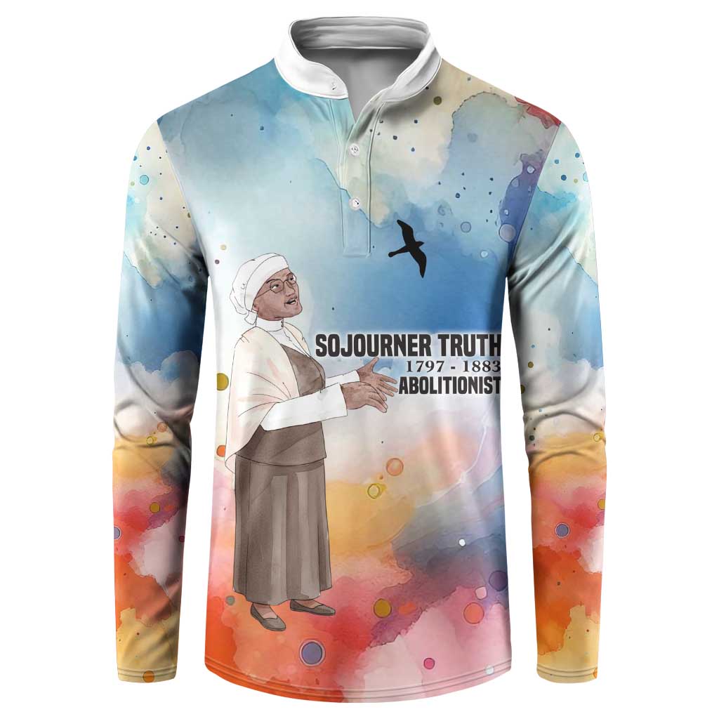 Sojourner Truth Button Sweatshirt I Sell the Shadow - Abolitionist Legacy Watercolor Design
