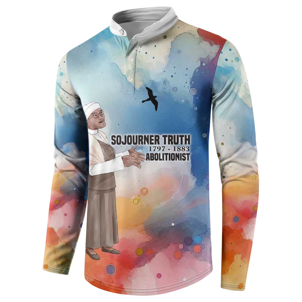 Sojourner Truth Button Sweatshirt I Sell the Shadow - Abolitionist Legacy Watercolor Design