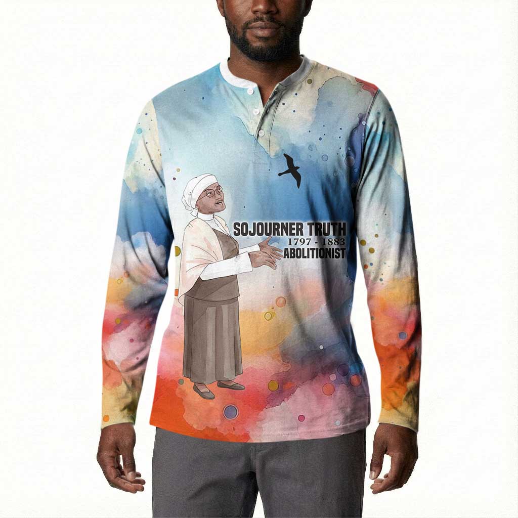 Sojourner Truth Button Sweatshirt I Sell the Shadow - Abolitionist Legacy Watercolor Design