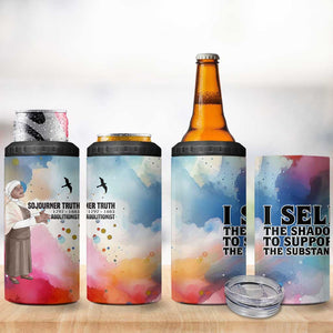 Sojourner Truth 4 in 1 Can Cooler Tumbler I Sell the Shadow - Abolitionist Legacy Watercolor Design - African Pride
