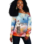 Sojourner Truth Off Shoulder Sweater I Sell the Shadow - Abolitionist Legacy Watercolor Design - African Pride