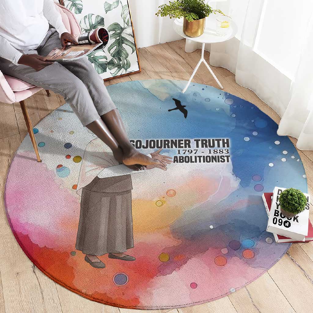 Sojourner Truth Round Carpet I Sell the Shadow - Abolitionist Legacy Watercolor Design - African Pride