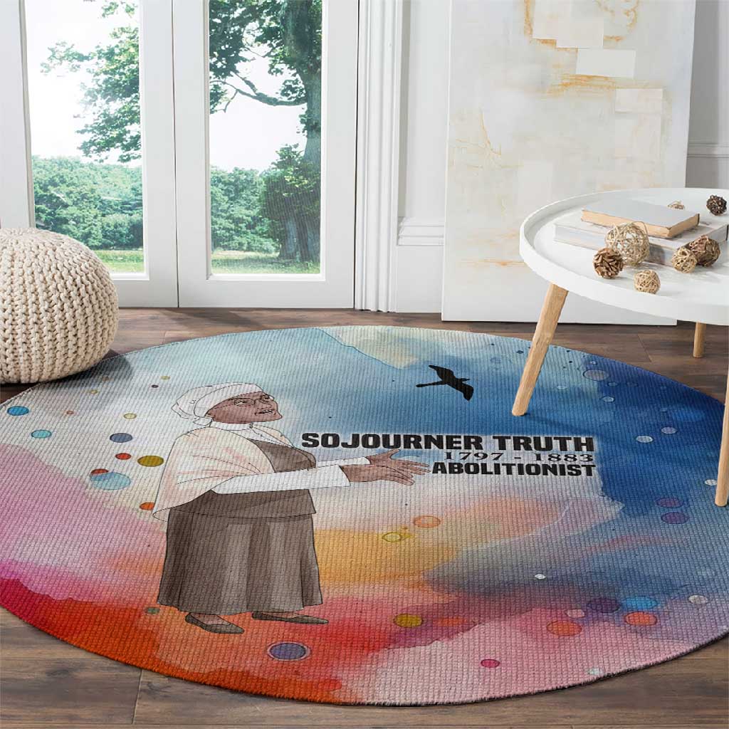 Sojourner Truth Round Carpet I Sell the Shadow - Abolitionist Legacy Watercolor Design - African Pride