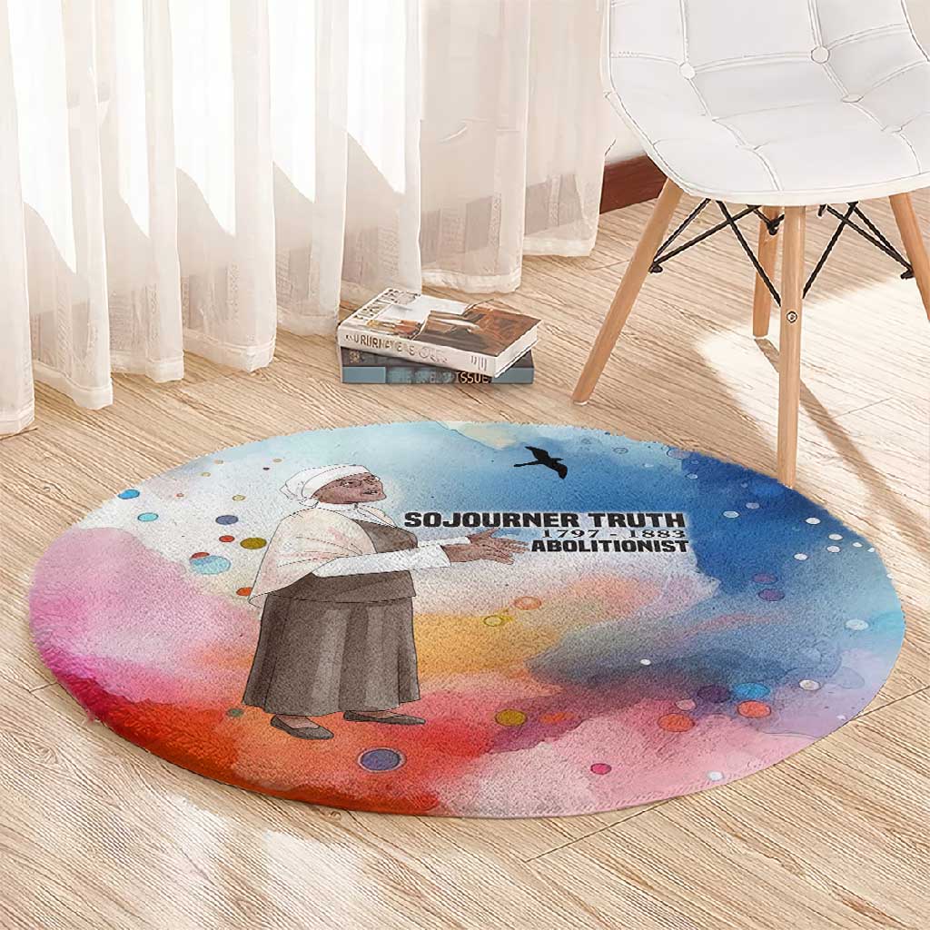 Sojourner Truth Round Carpet I Sell the Shadow - Abolitionist Legacy Watercolor Design - African Pride