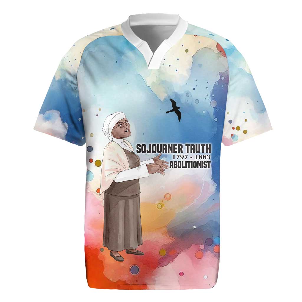 Sojourner Truth Rugby Jersey I Sell the Shadow - Abolitionist Legacy Watercolor Design TS04