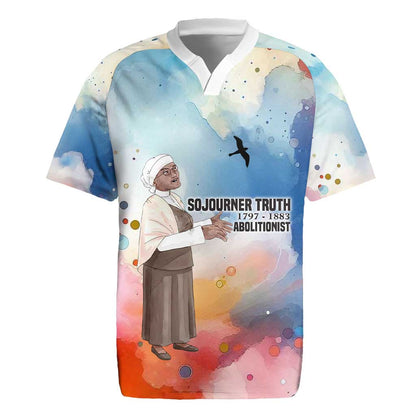 Sojourner Truth Rugby Jersey I Sell the Shadow - Abolitionist Legacy Watercolor Design TS04