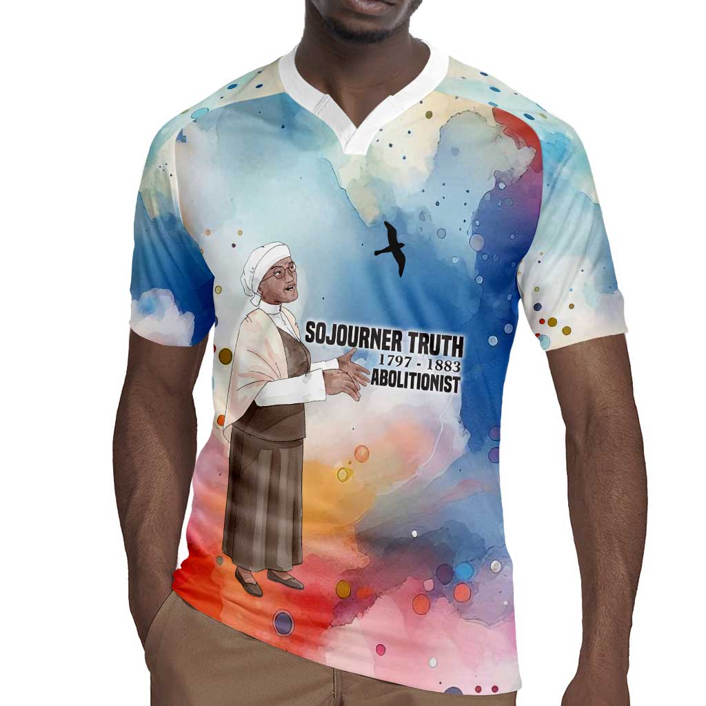 Sojourner Truth Rugby Jersey I Sell the Shadow - Abolitionist Legacy Watercolor Design TS04