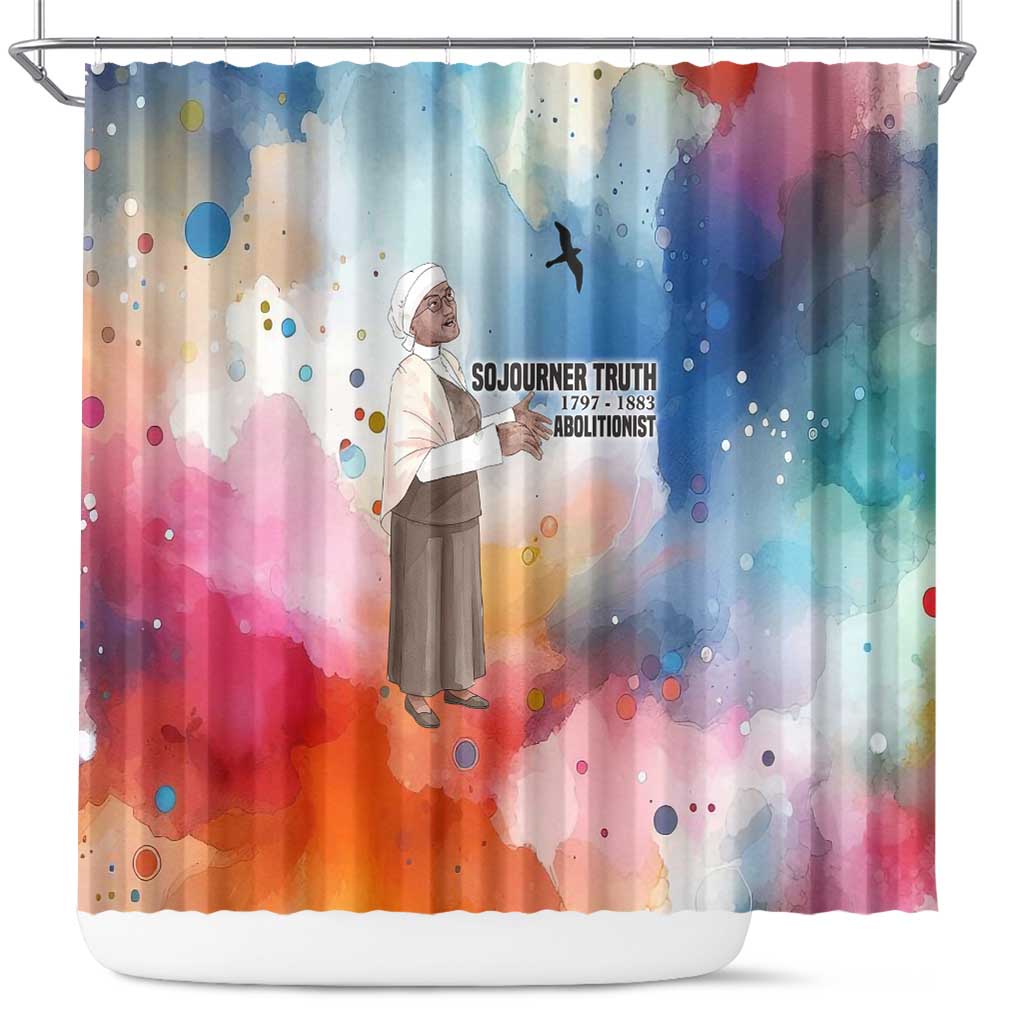 Sojourner Truth Shower Curtain I Sell the Shadow - Abolitionist Legacy Watercolor Design - African Pride