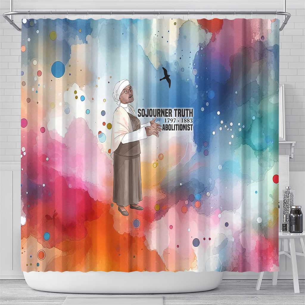 Sojourner Truth Shower Curtain I Sell the Shadow - Abolitionist Legacy Watercolor Design - African Pride