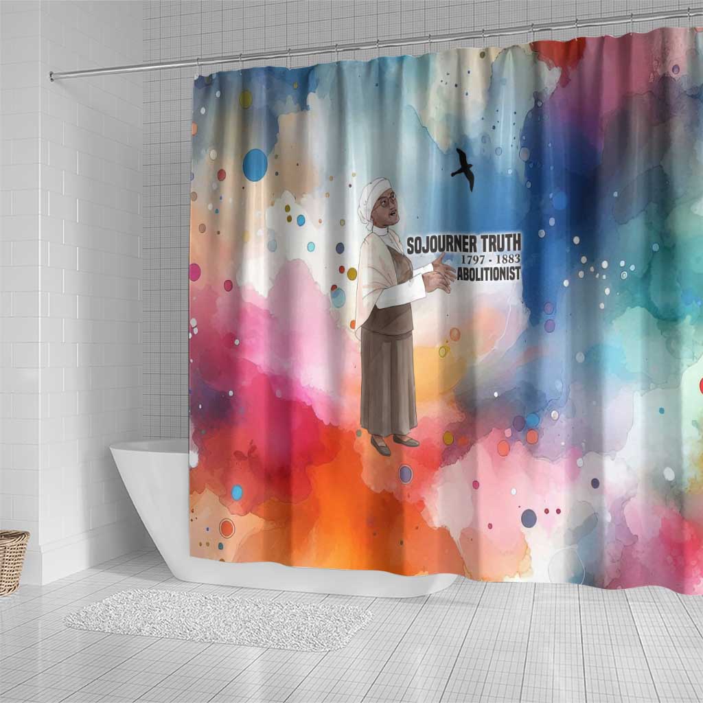 Sojourner Truth Shower Curtain I Sell the Shadow - Abolitionist Legacy Watercolor Design - African Pride