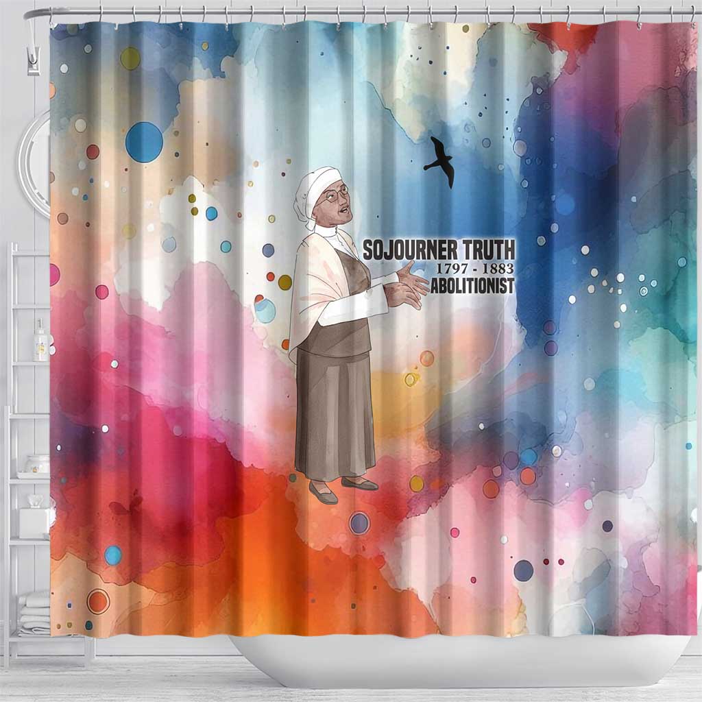 Sojourner Truth Shower Curtain I Sell the Shadow - Abolitionist Legacy Watercolor Design - African Pride