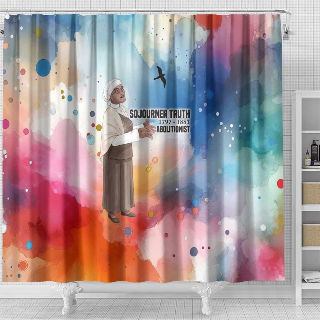 Sojourner Truth Shower Curtain I Sell the Shadow - Abolitionist Legacy Watercolor Design - African Pride