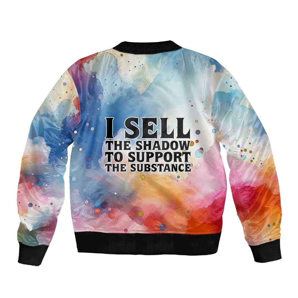 Sojourner Truth Sleeve Zip Bomber Jacket I Sell the Shadow - Abolitionist Legacy Watercolor Design - African Pride