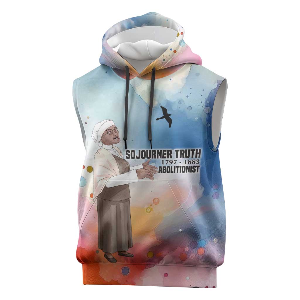 Sojourner Truth Sleeveless Hoodie I Sell the Shadow - Abolitionist Legacy Watercolor Design - African Pride