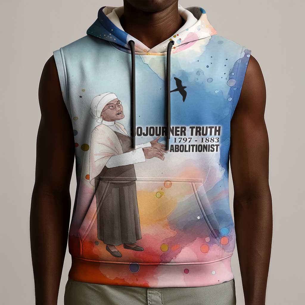 Sojourner Truth Sleeveless Hoodie I Sell the Shadow - Abolitionist Legacy Watercolor Design - African Pride