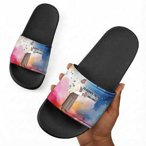 Sojourner Truth Slide Sandals I Sell the Shadow - Abolitionist Legacy Watercolor Design - African Pride