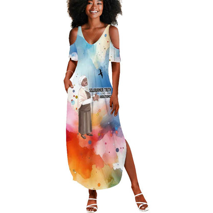 Sojourner Truth Summer Maxi Dress I Sell the Shadow - Abolitionist Legacy Watercolor Design TS04